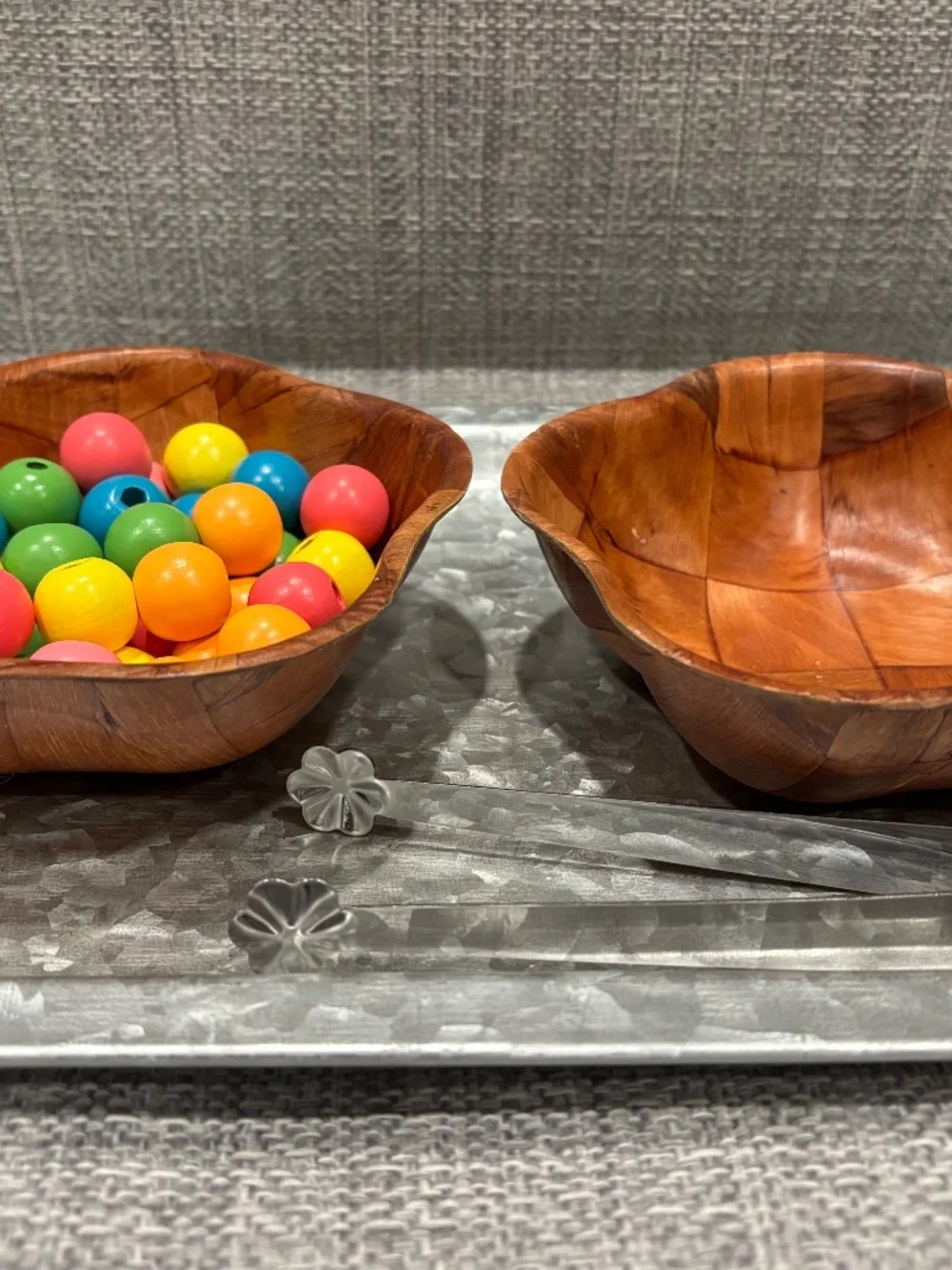 Wood Flower Bowls Tonging Lesson Practical Life by idlewild montessori